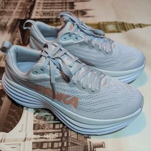 Hoka W One One Bombi 8 Cushioned Road Grey -white Shoes Women's Size 8.5 No Box